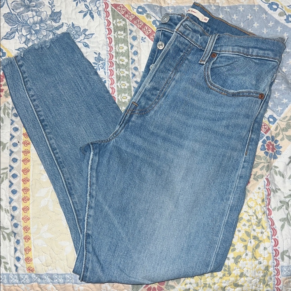 Stylish Light Blue Straight Leg Jeans